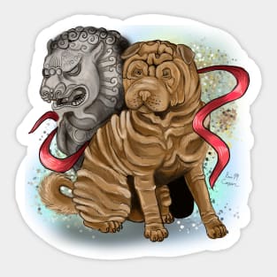 Chinese Zodiac Year of the Dog Sherpei Sticker